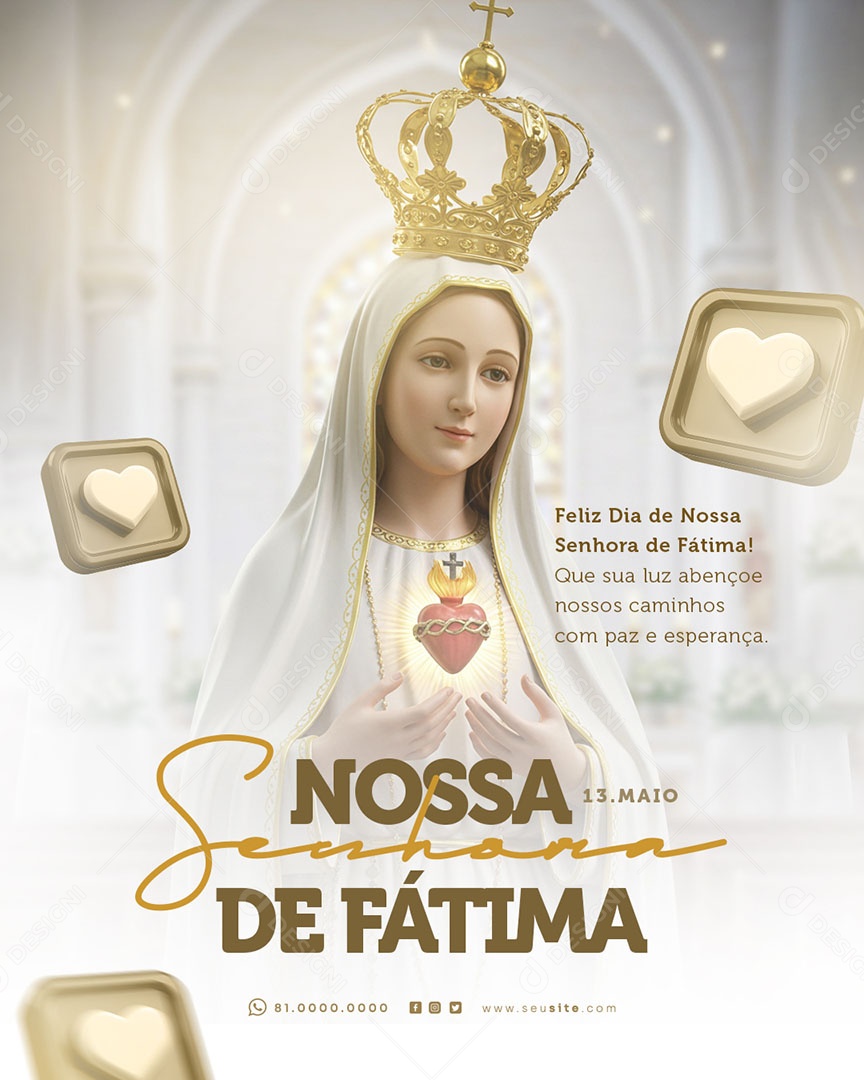 Dia de Nossa Senhora de Fátima 13 de Maio Social Media PSD Editável