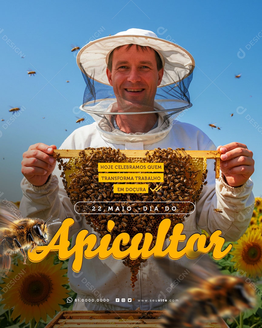 Dia do Apicultor 22 de Maio Social Media PSD Editável