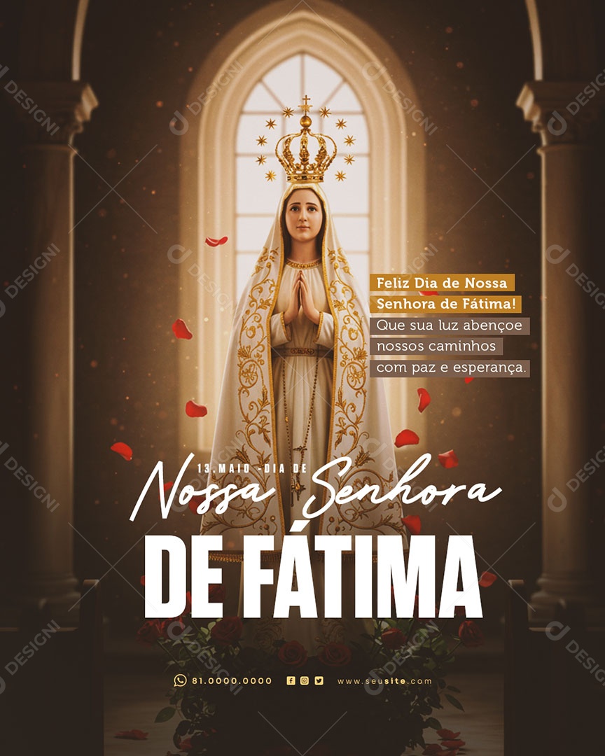 Dia de Nossa Senhora de Fátima 13 de Maio Social Media PSD Editável