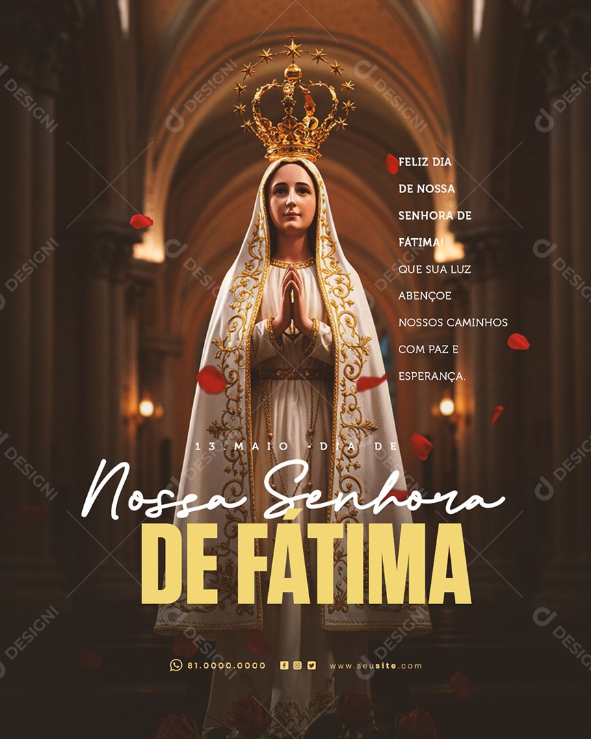 Dia de Nossa Senhora de Fátima 13 de Maio Social Media PSD Editável