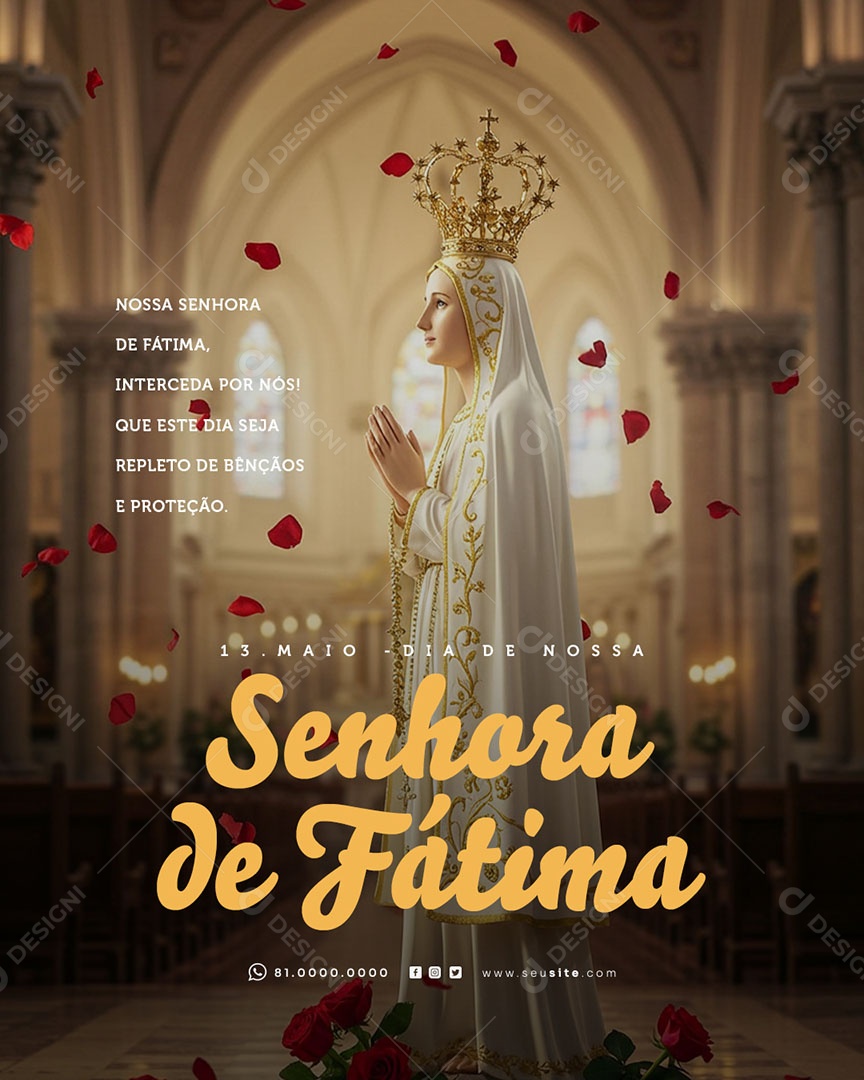 Dia de Nossa Senhora de Fátima 13 de Maio Social Media PSD Editável