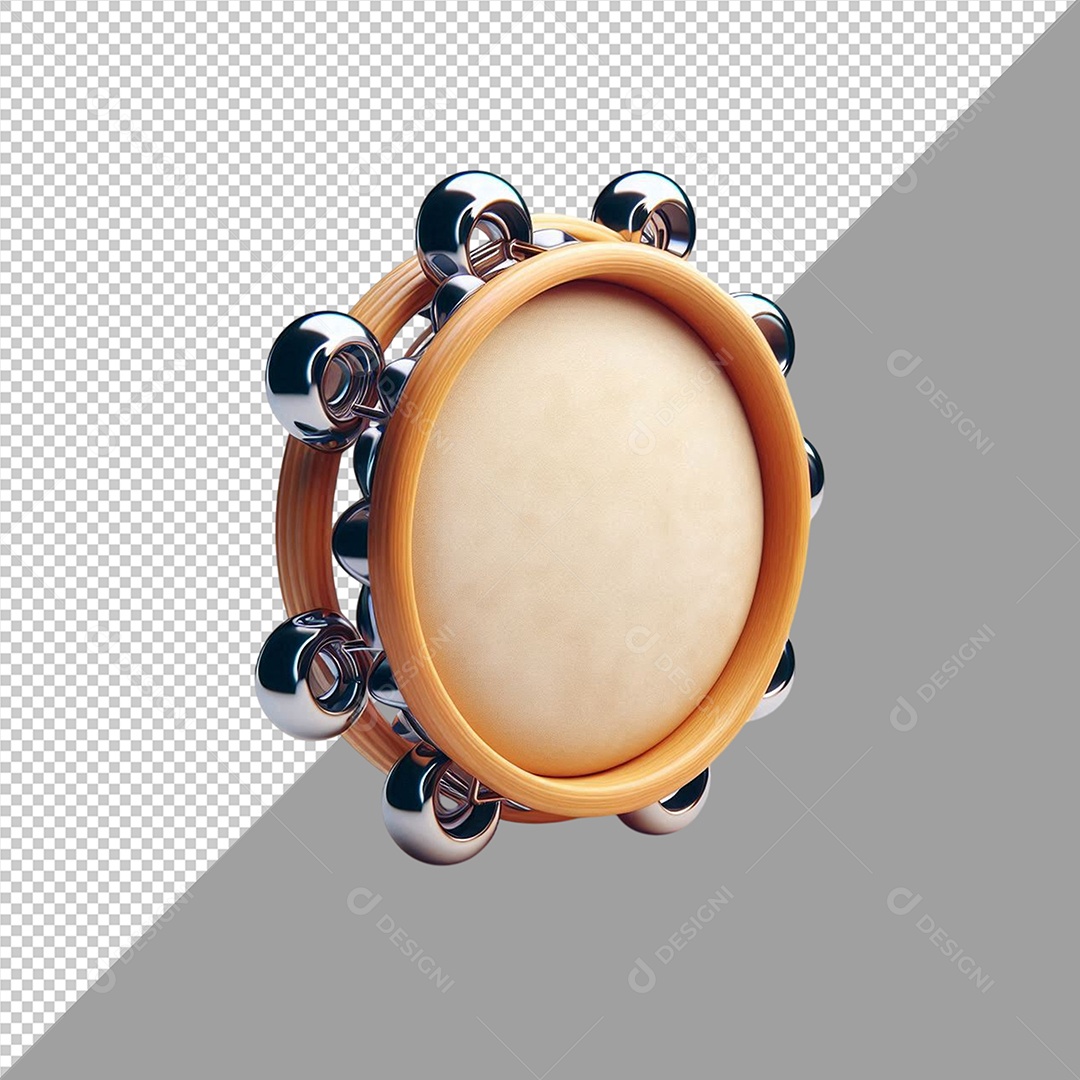 Elemento 3D Pandeiro Para Composição PSD