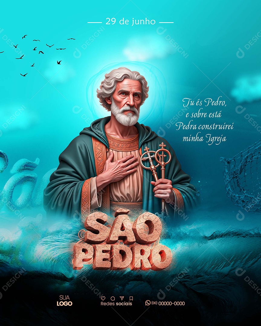 Dia de São Pedro 29 De Junho Social Media PSD Editável