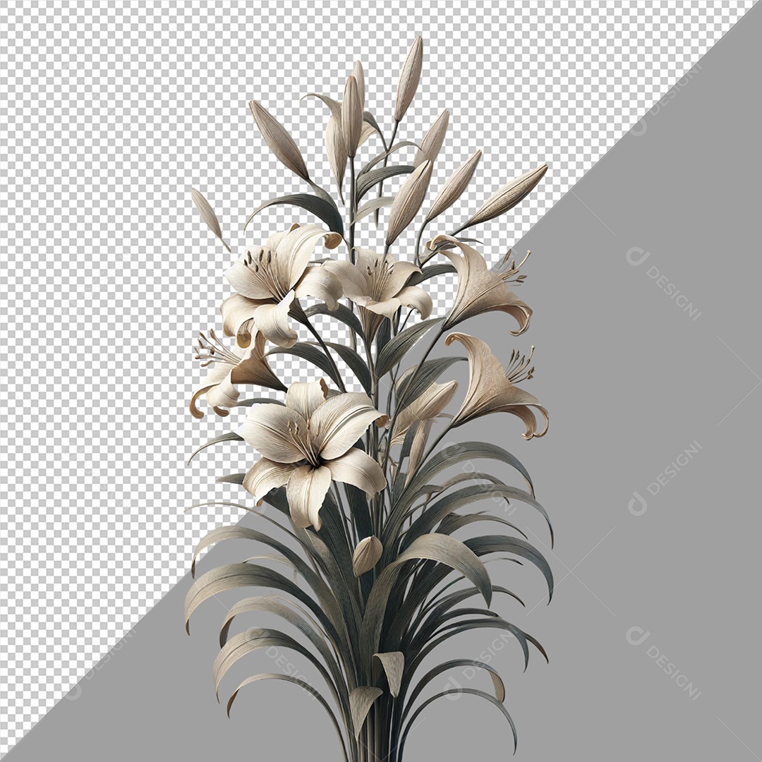 Elemento 3D Flor Lírio para Composição PSD