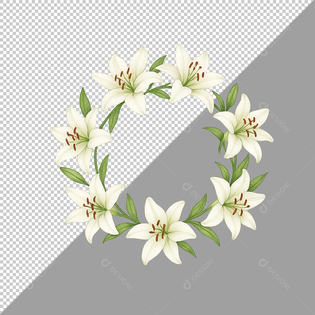 Elemento 3D Flor Lírio para Composição PSD