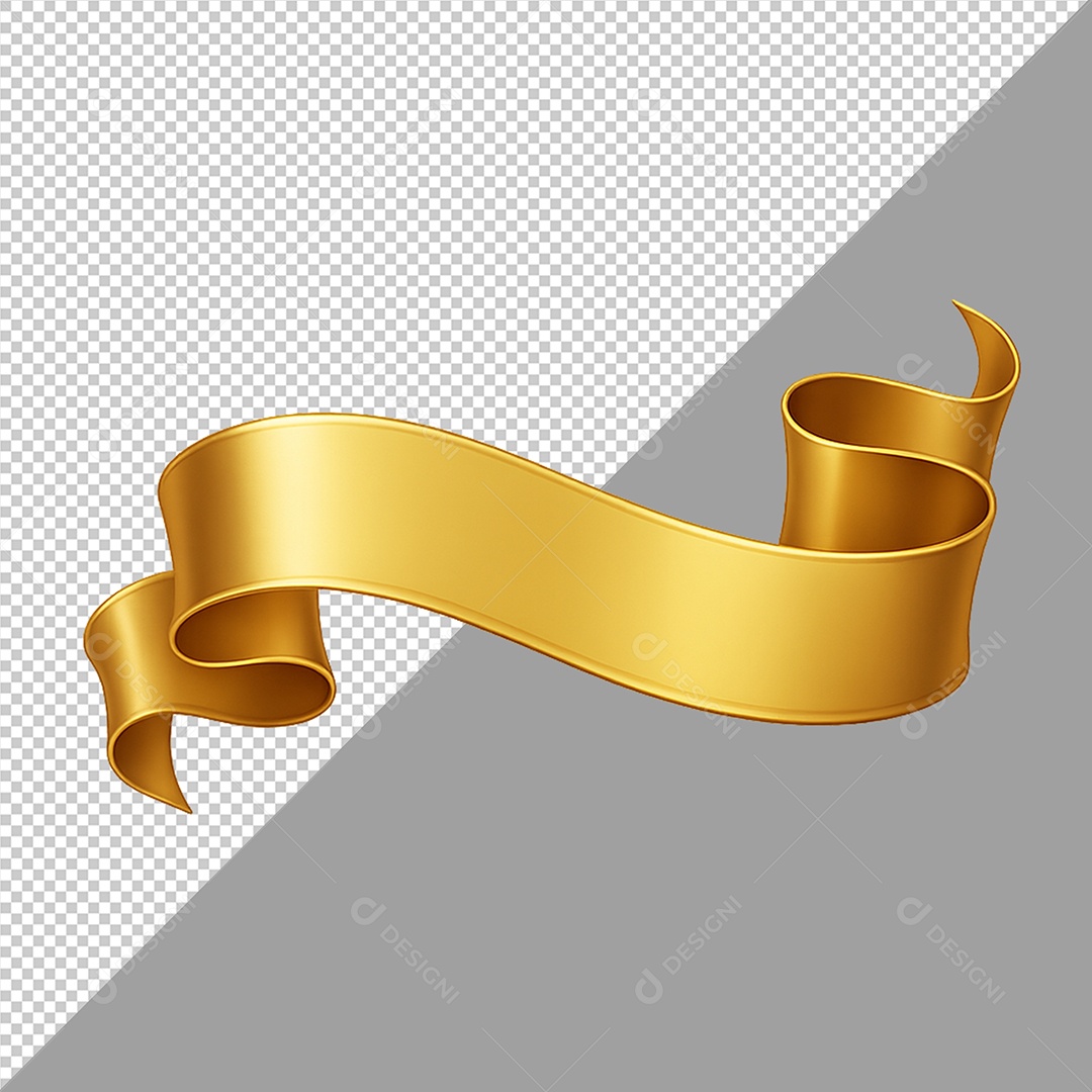 Faixa Dourada Elemento 3D para Composição PSD