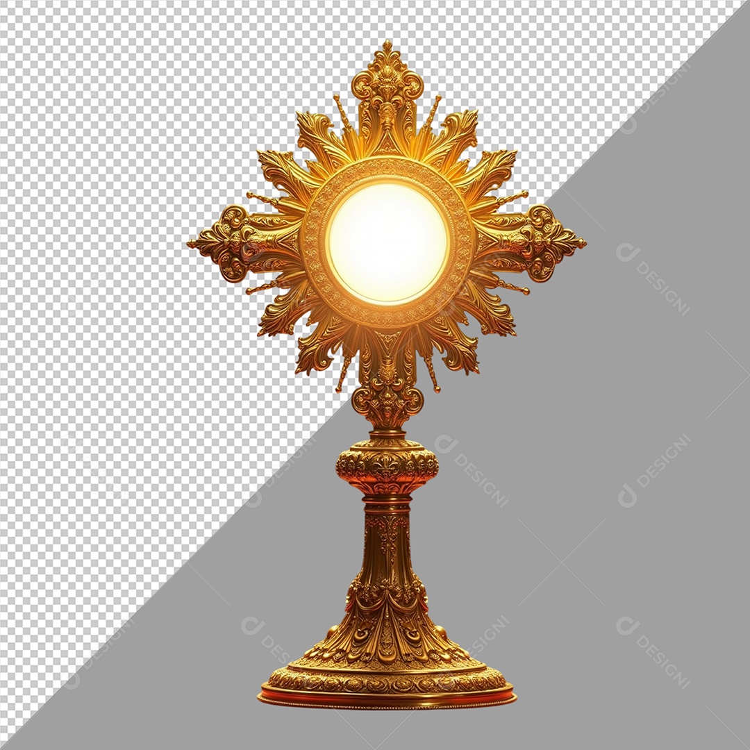 Elemento 3D Ostensório Sagrado para Composição PSD