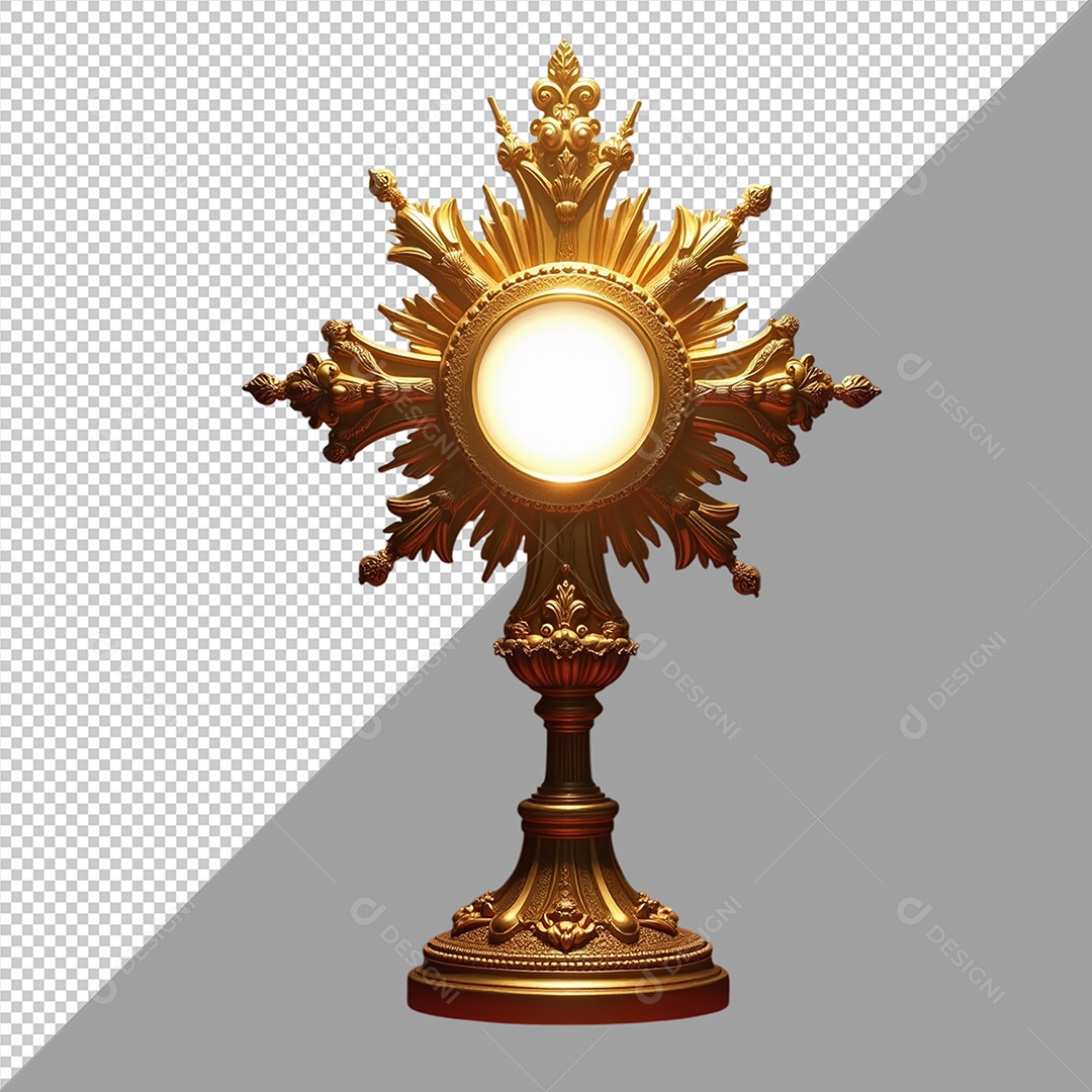 Elemento 3D Ostensório Sagrado para Composição PSD
