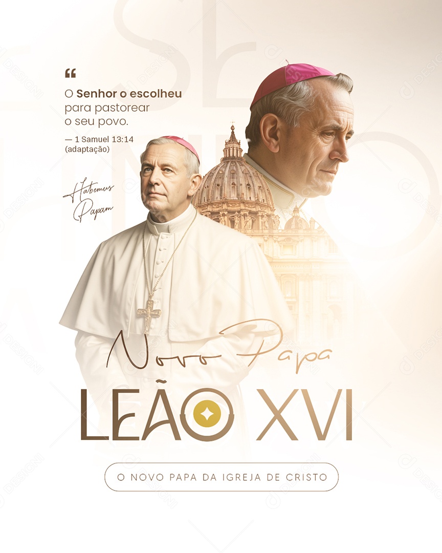 Novo Papa Leão XIV Habemus Papam Social Media PSD Editável
