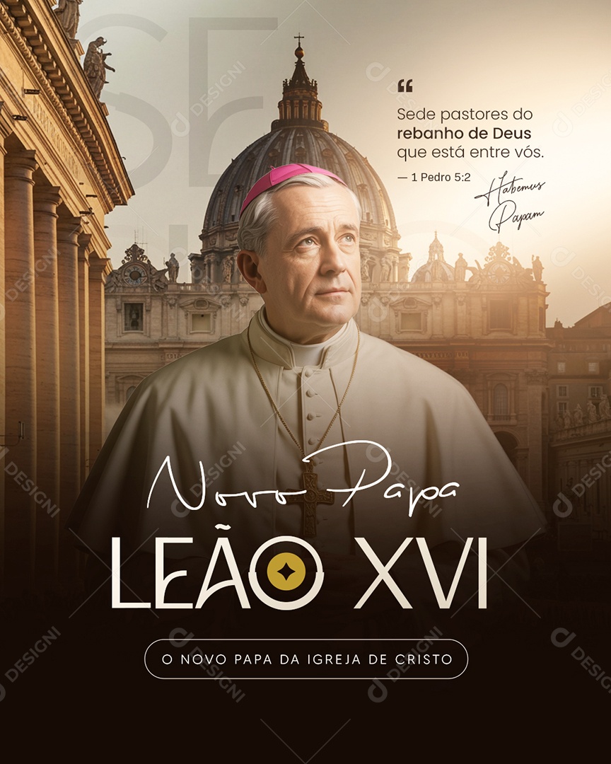 Novo Papa Leão XIV Social Media PSD Editável
