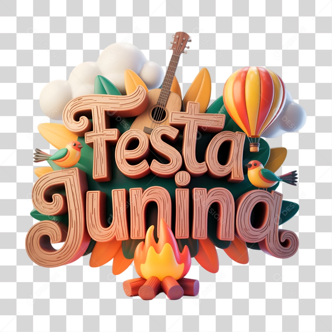 Selo 3D Festa Junina PNG Transparente