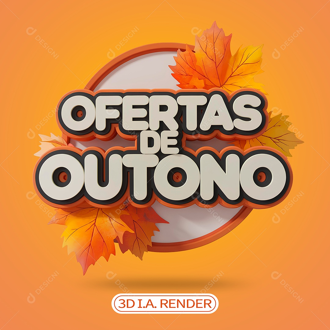 Ofertas de Outono Selo 3D Para Composição PSD