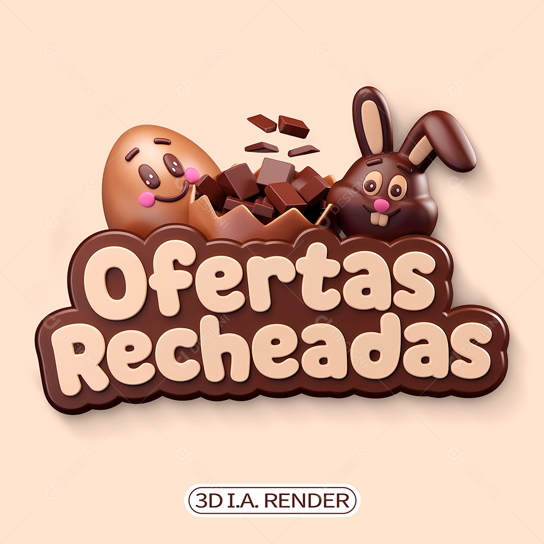 Ofertas Recheadas de Páscoa Selo 3D Para Composição PSD