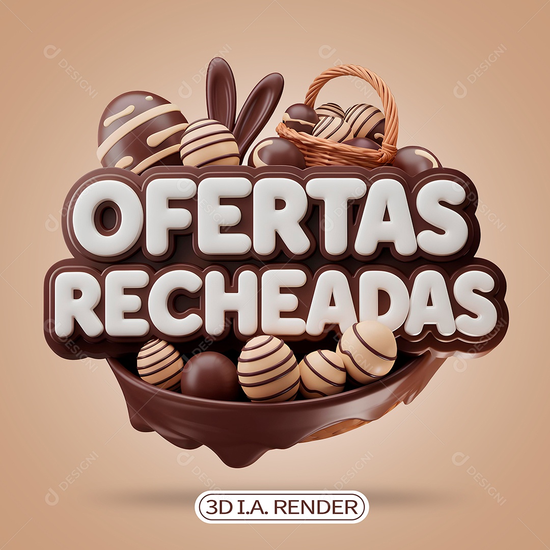 Ofertas Recheadas de Páscoa Selo para Composição PSD