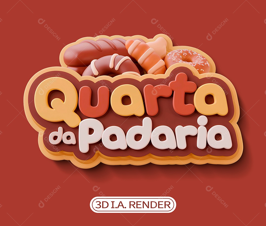 Quarta da Padaria Selo 3D para Composição PSD