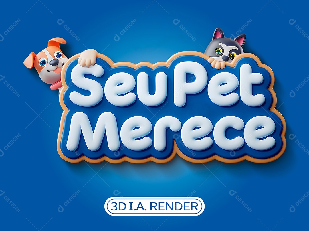 Seu Pet Merece Selo 3D para Composição PSD