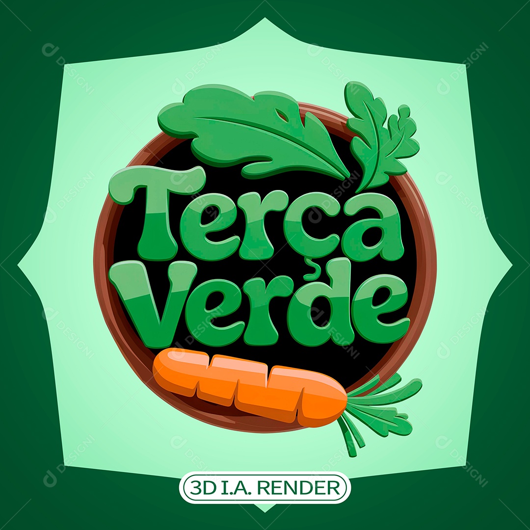 Terça Verde 3D Para Composição PSD