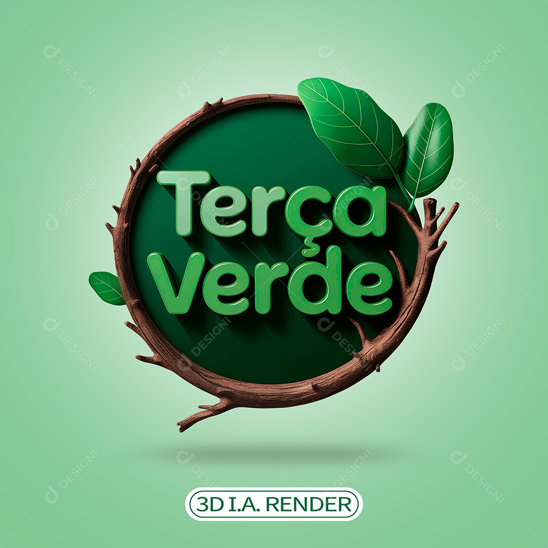 Terça Verde Selo 3D Para Composição PSD