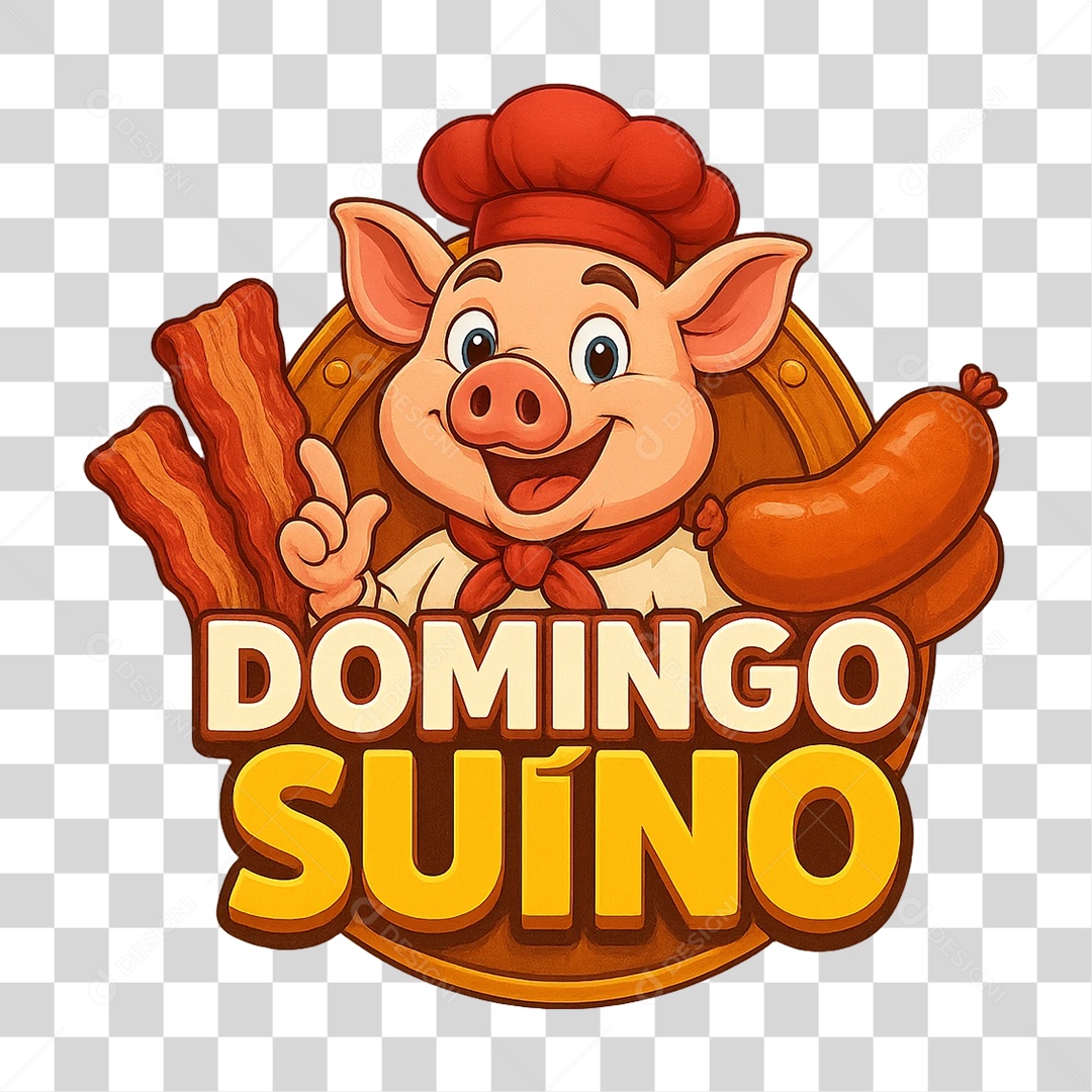 Selo 3D Domingo Suíno PNG Transparente