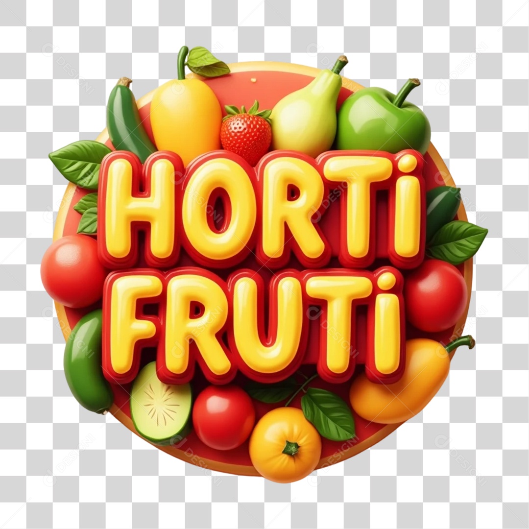 Selo 3D Hortifruti PNG Transparente