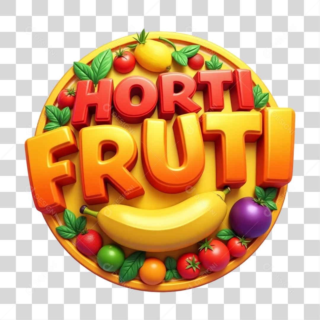 Selo 3D Hortifruti PNG Transparente