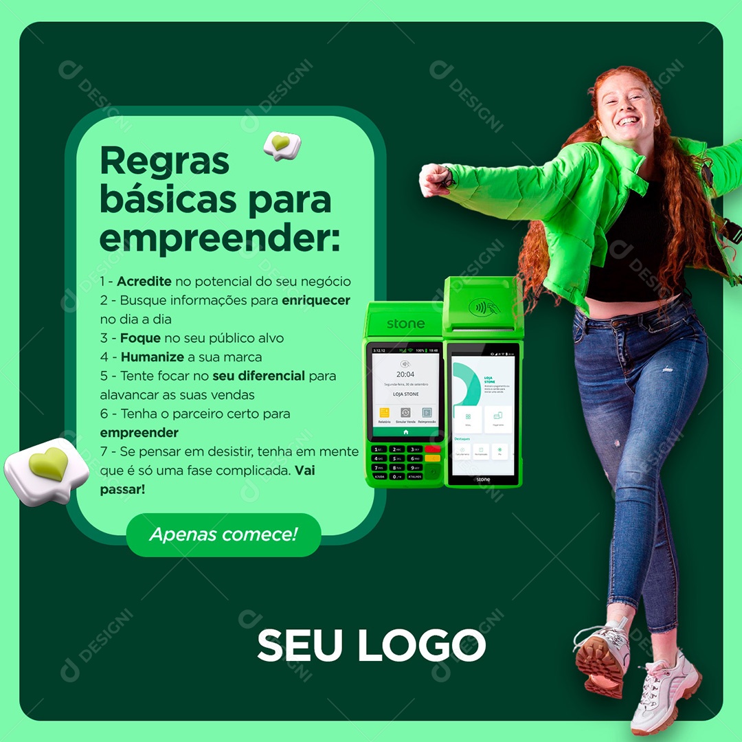 Maquininha Regras Básicas Para Empreender Social Media PSD Editável