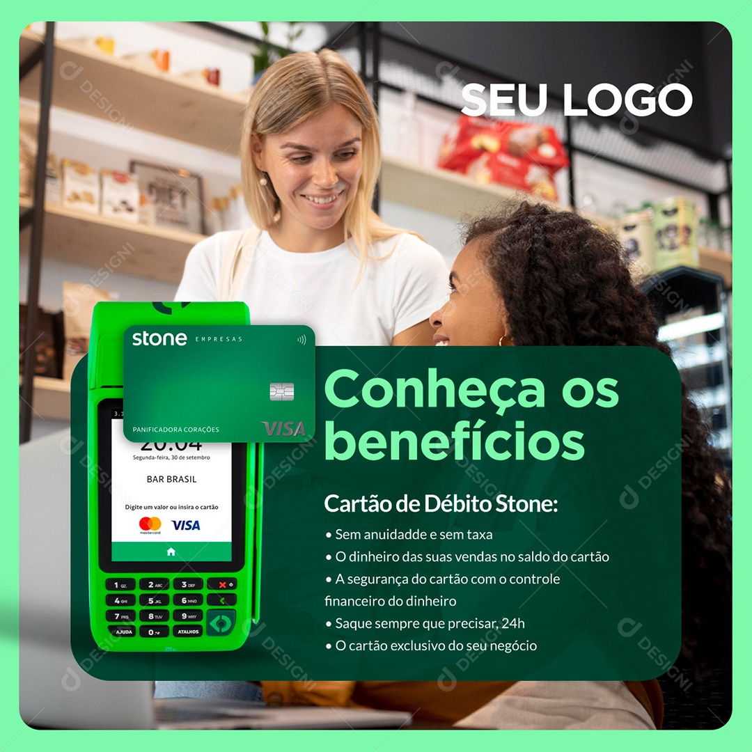 Maquininha Conheça Os Benefícios Social Media PSD Editável