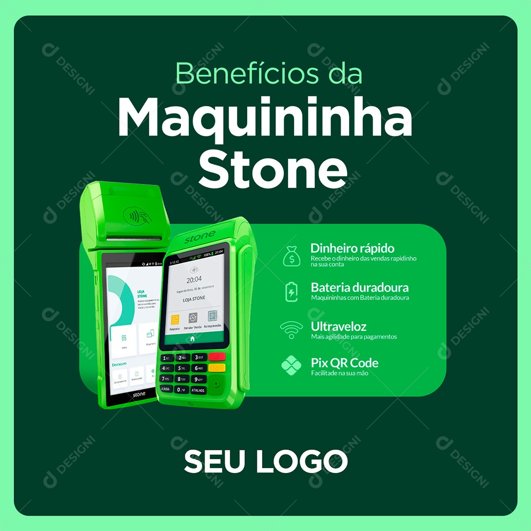 Maquininha Benefícios da Maquininha Stone Social Media PSD Editável