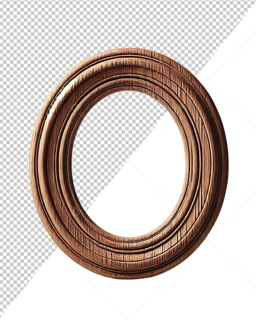 Elemento 3D Moldura de Madeira Para Composição PSD