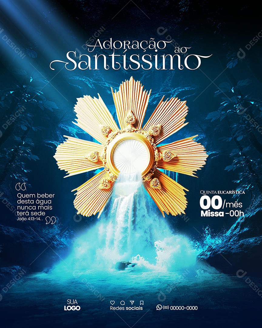 Missa de Adoração ao Santíssimo Social Media PSD Editável