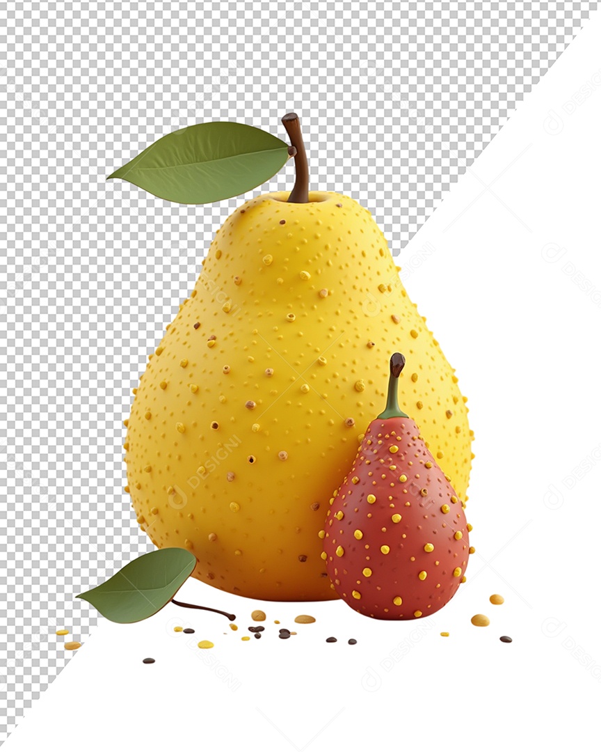 Elemento 3D Fruta Duas Goiabas para Composiçaõ PSD