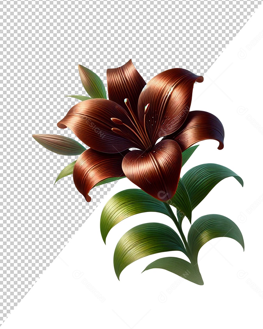 Elemento 3D Flor Lírio para Composição PSD
