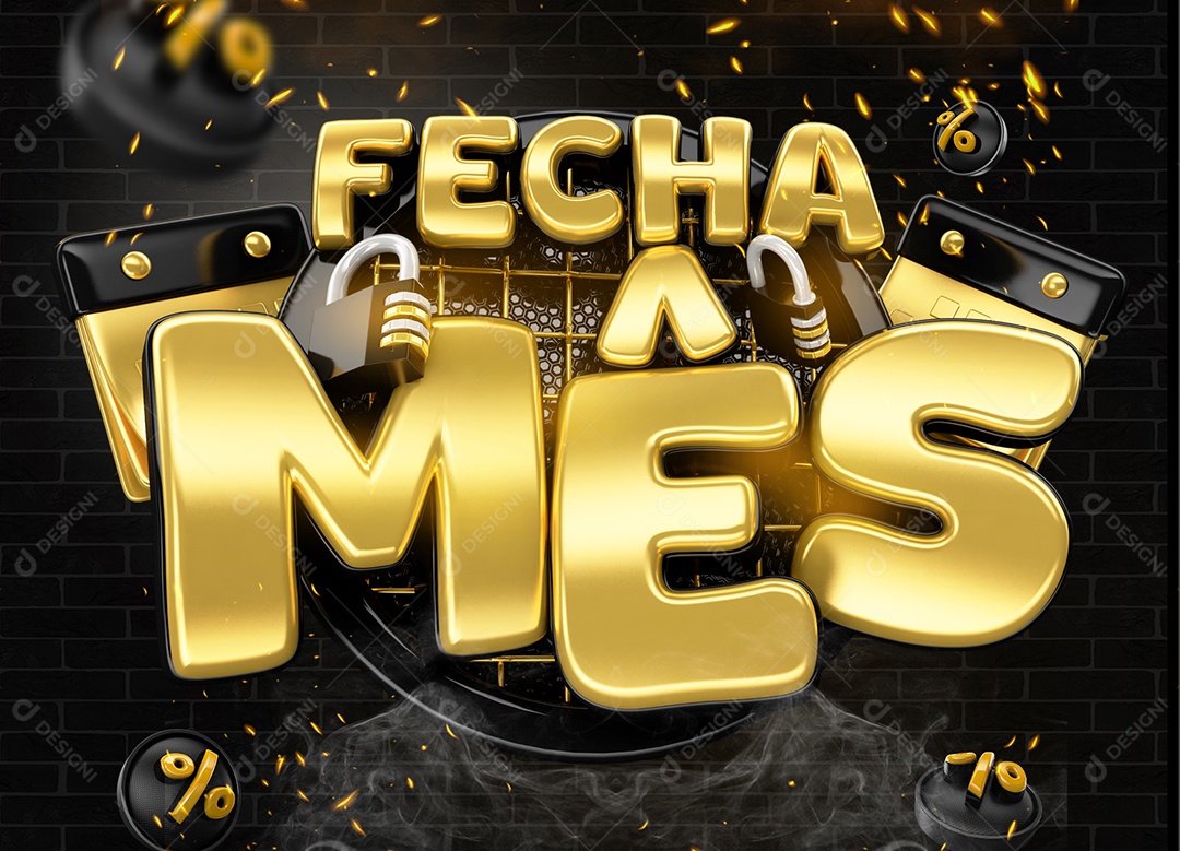 Selo 3D Fecha Mês Para Composição PSD