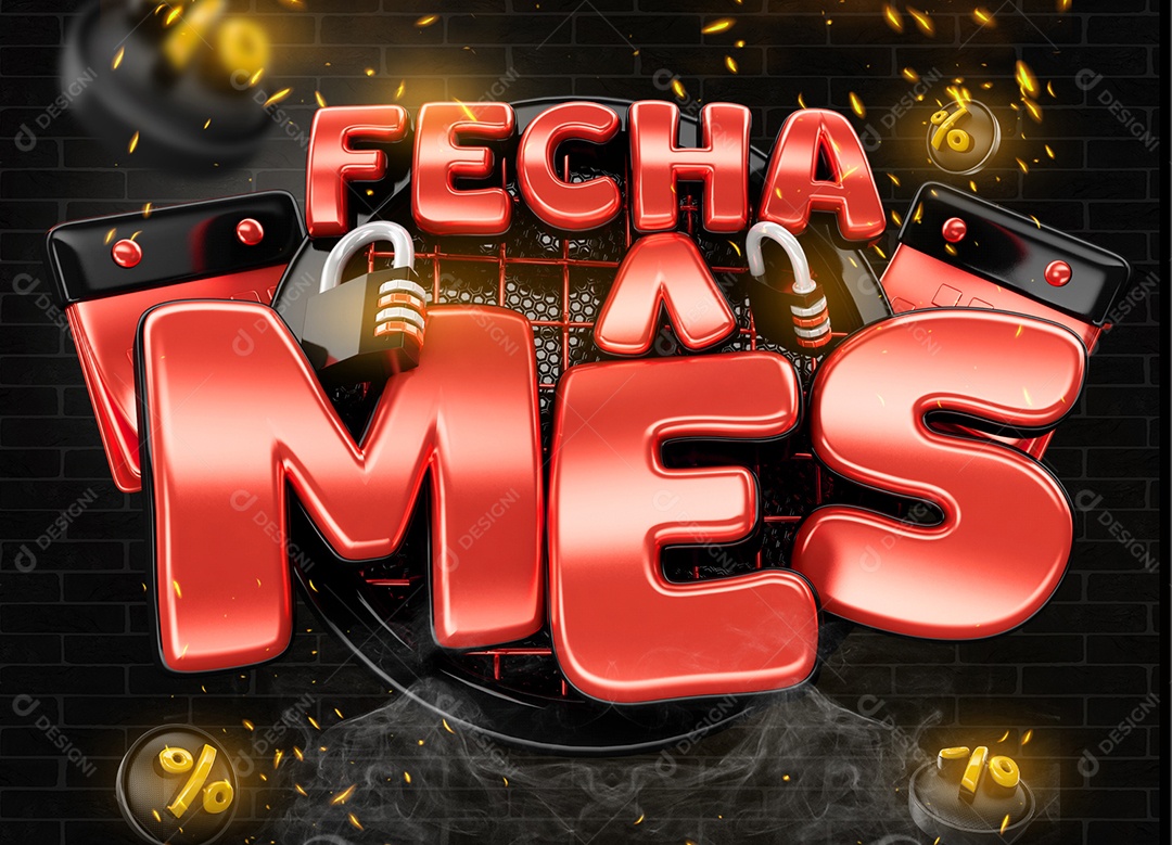 Selo 3D Fecha Mês Para Composição PSD