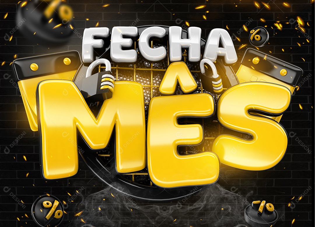 Selo 3D Fecha Mês Para Composição PSD