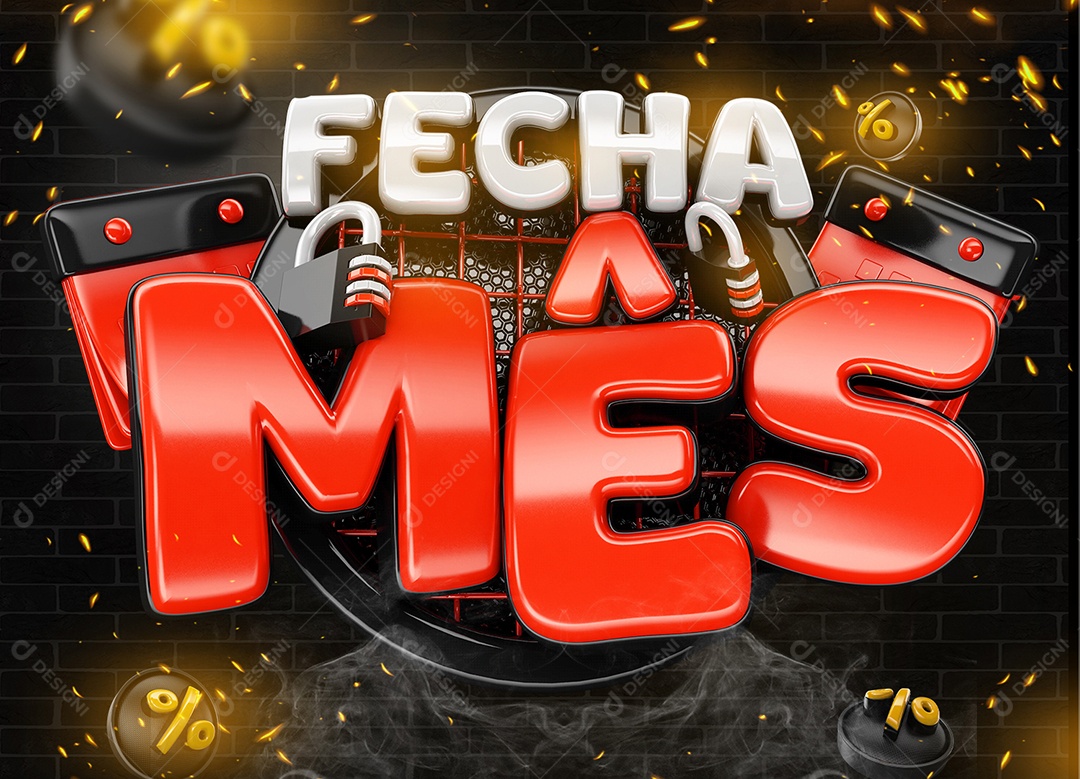 Selo 3D Fecha Mês Para Composição PSD