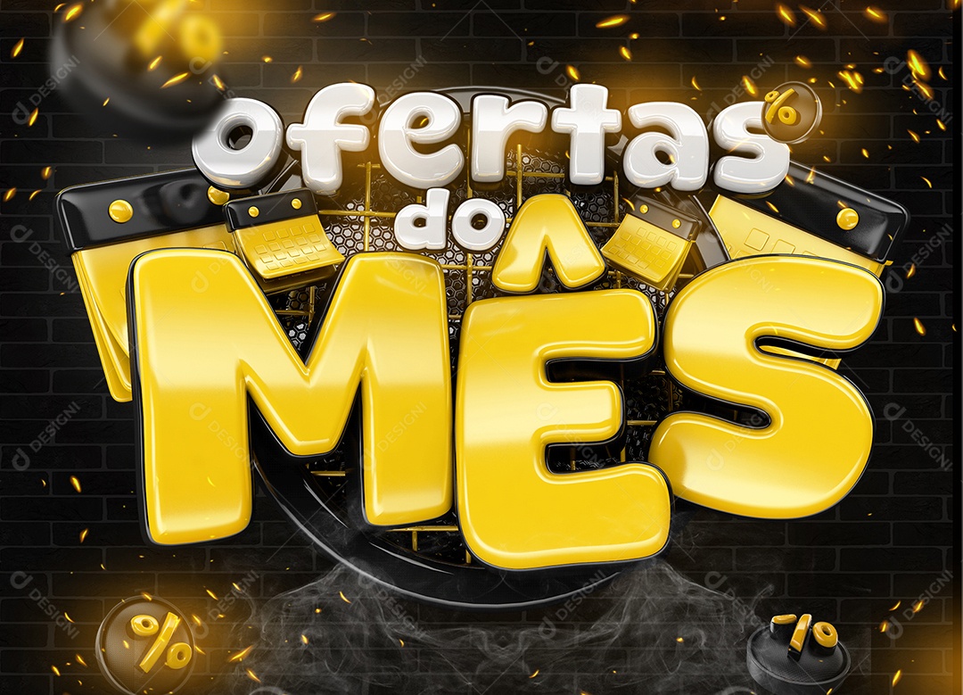 Selo 3D Ofertas Do Mês Para Composição PSD