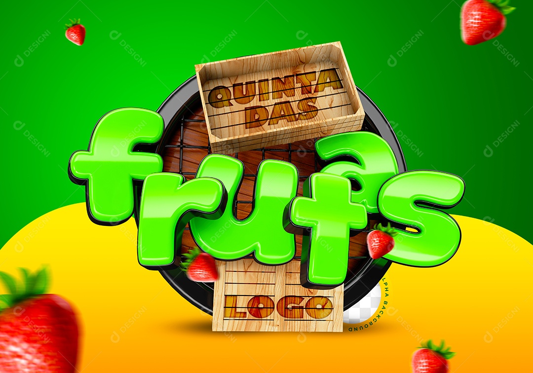 Selo 3D Quita Das Frutas Para composição PSD