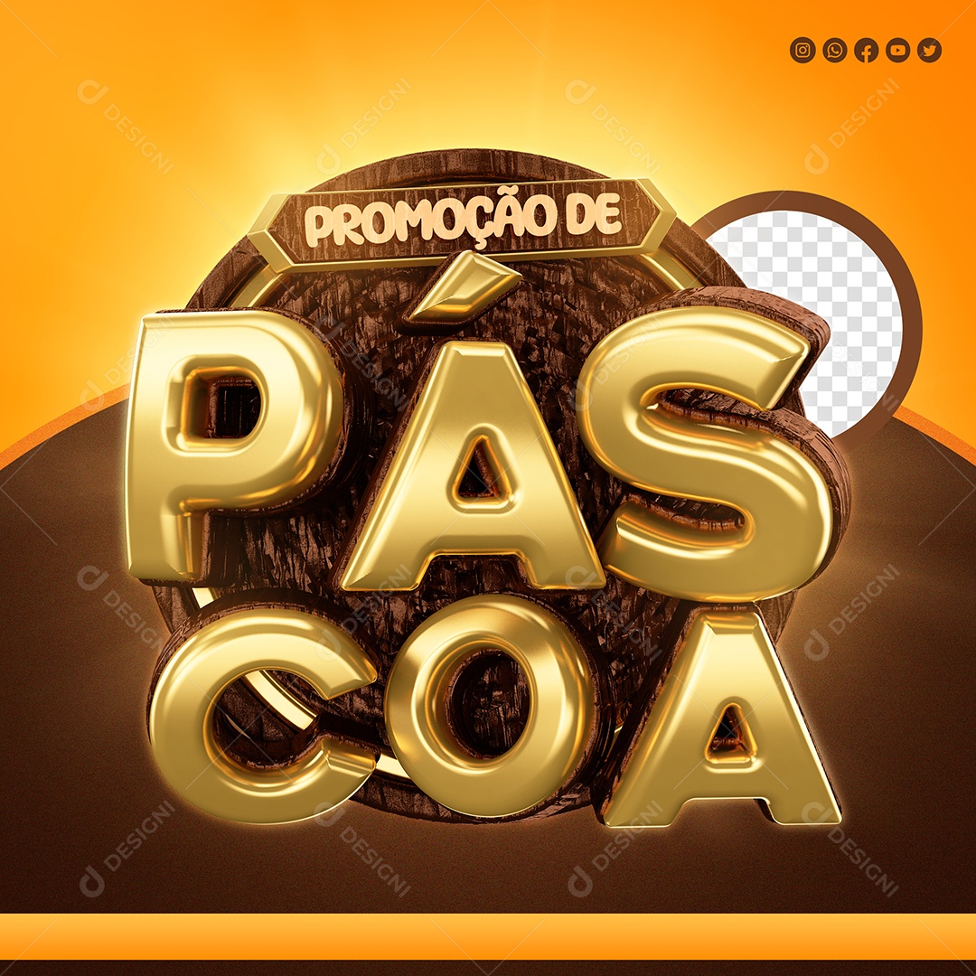 Selo 3D Promoção de Páscoa Para Composição PSD