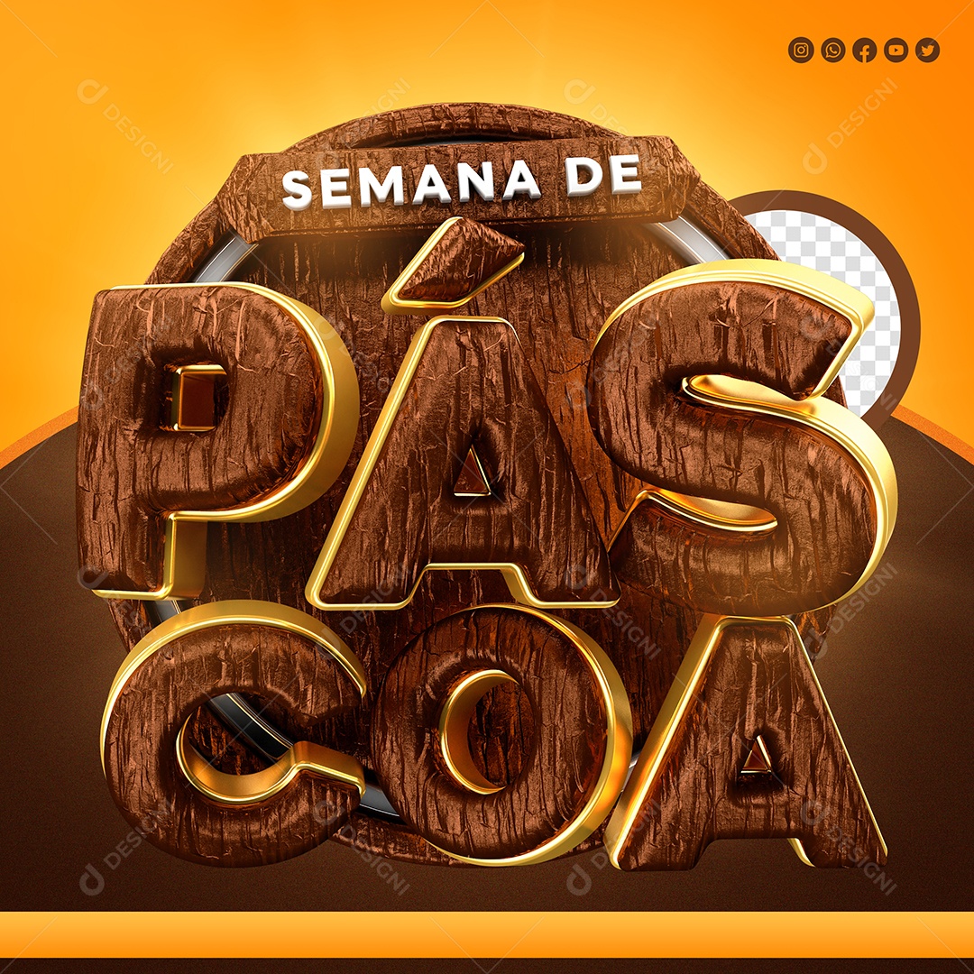 Selo 3D Semana de Páscoa para Composição PSD