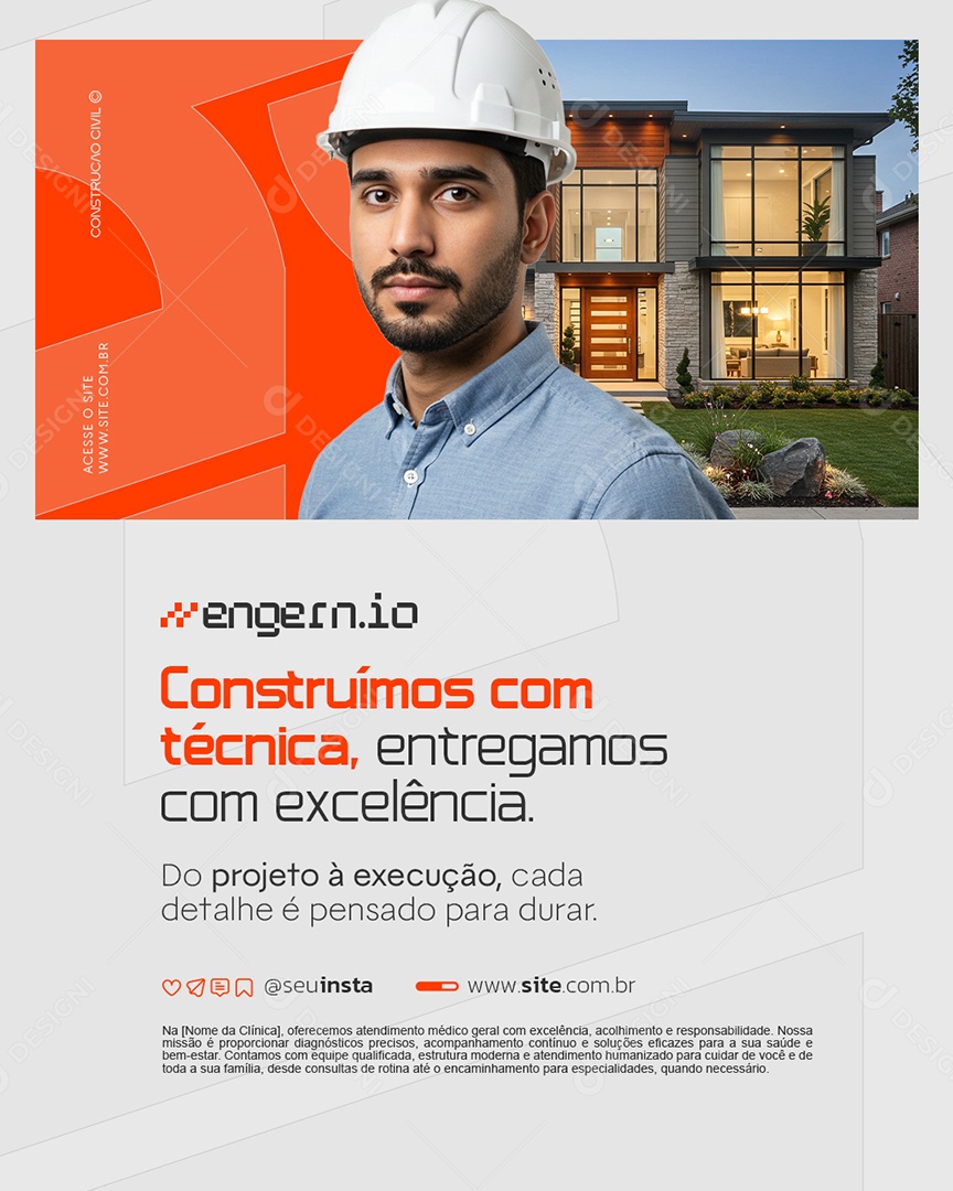 Engenharia Construimos Com Técnica Social Media PSD Editável