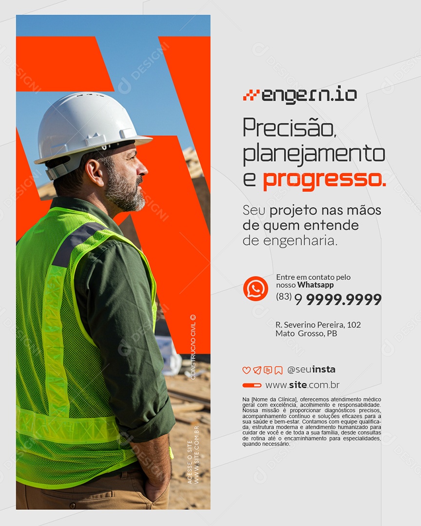 Engenharia Precisão Planejamento e Progresso Social Media PSD Editável