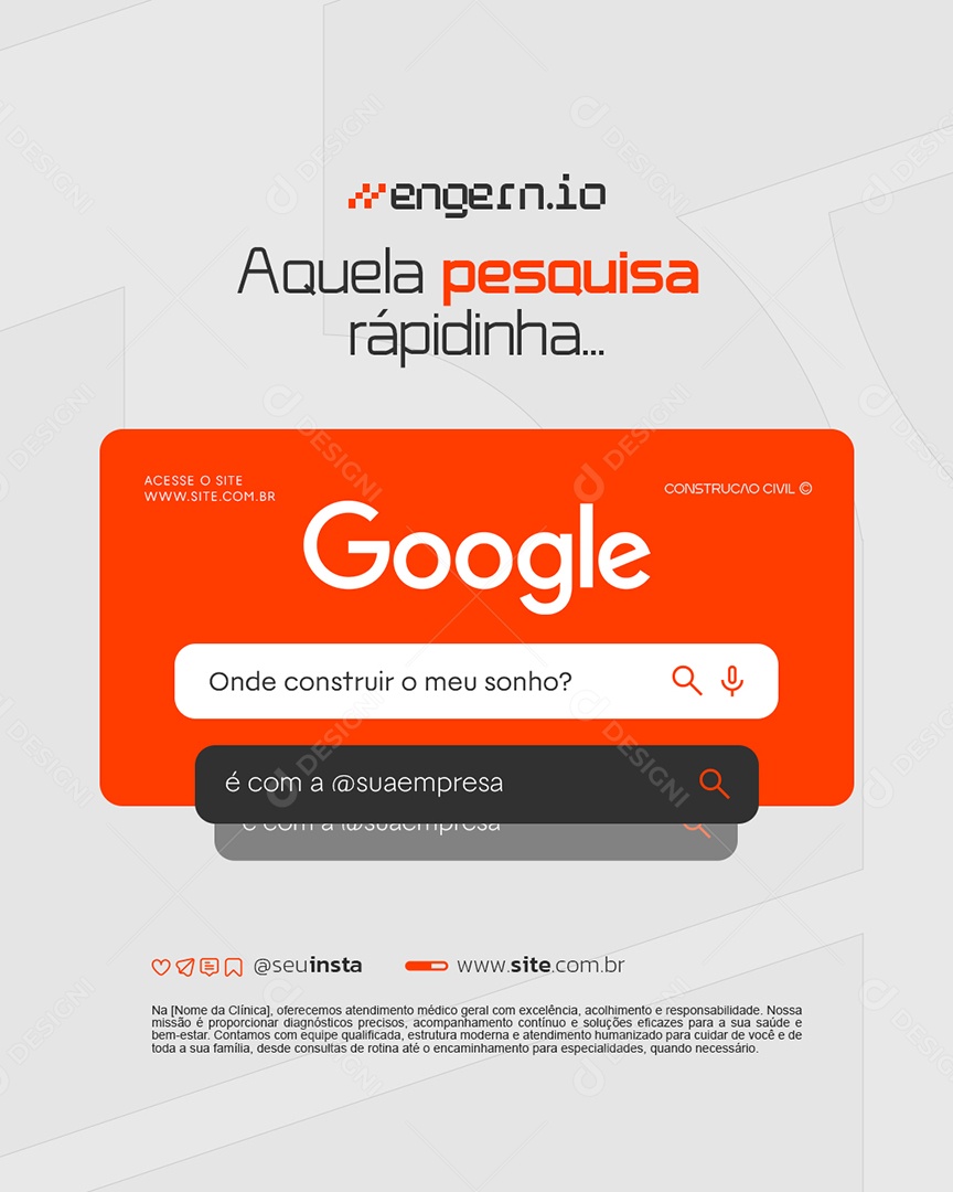 Engenharia Aquela Pesquisa Rápidinha Social Media PSD Editável