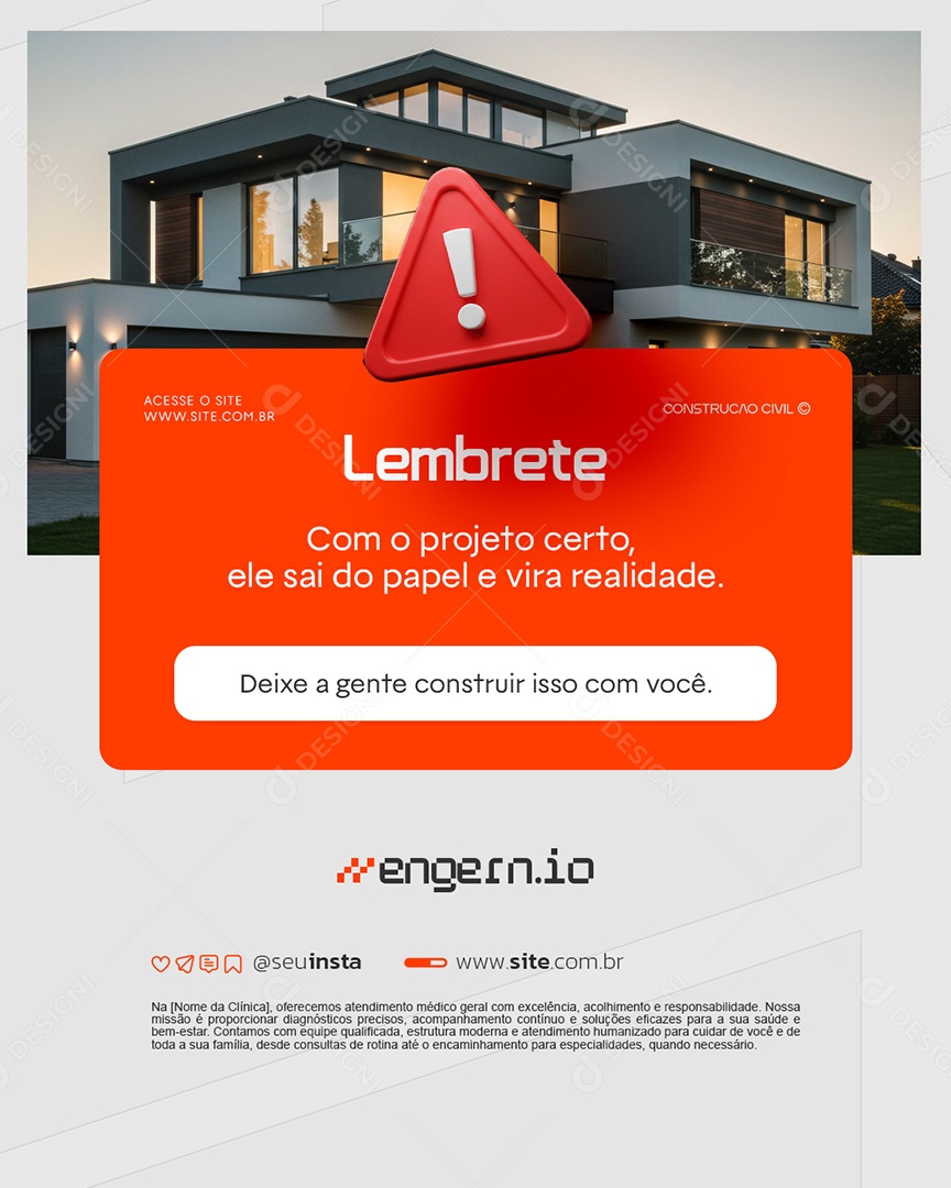 Engenharia Deixe a Gente Construir Isso Com Você Social Media PSD Editável