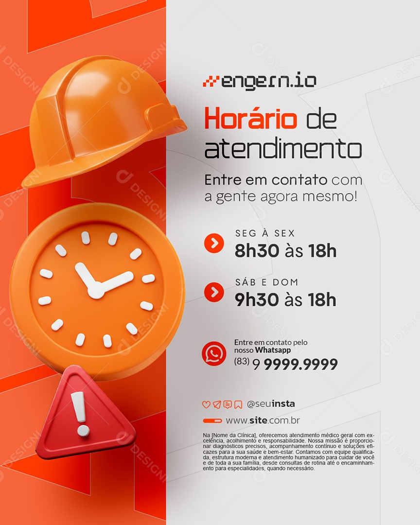 Engenharia Horário de Atendimento Social Media PSD Editável