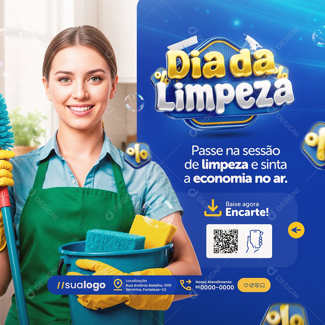 Dia da Limpeza Supermercado Sinta a Economia no Ar Social Media PSD Editável