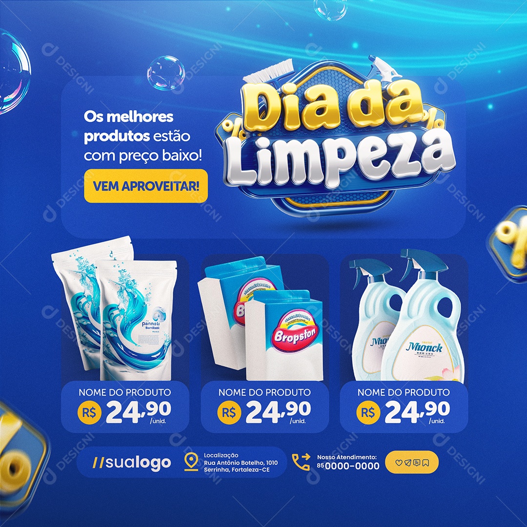 Dia da Limpeza Supermercado Sabão Social Media PSD Editável