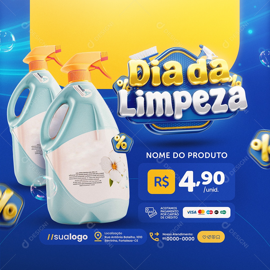 Dia da Limpeza Supermercado Social Media PSD Editável
