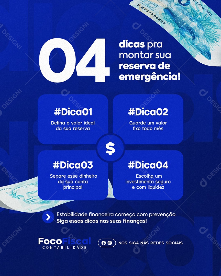 Contabilidade Dicas Pra Montar Sua Reserva de Emergência Social Media PSD Editável