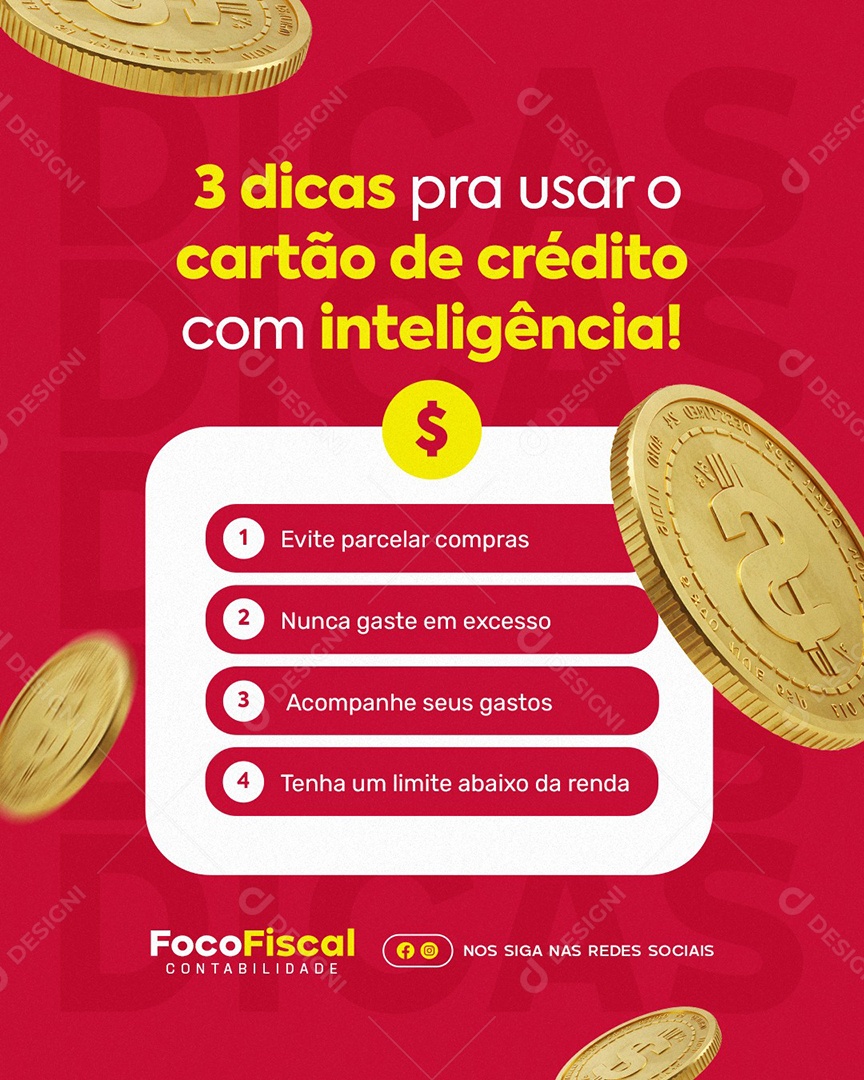 Contabilidade Dicas Pra Usar o Cartão de Crédito Com Inteligência Social Media PSD Editável